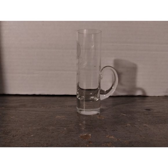 Clear Etched Rose Cordial Shot Glass with Handle Made in Poland 4" - Picture 3 of 5